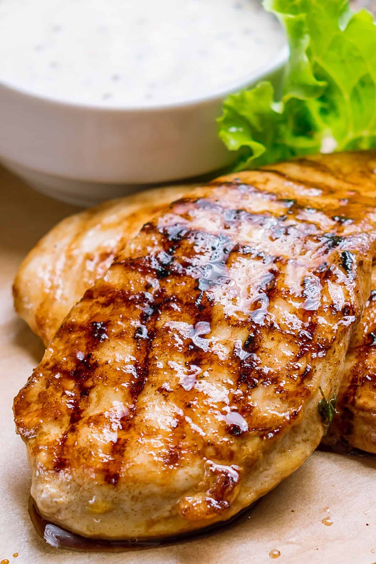Grilled Chicken on the Barbie served with ranch dressing on the side.