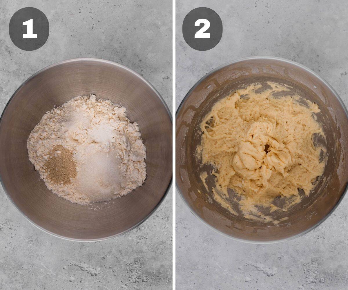 Two photos showing how to make Gluten-Free Crescent Rolls