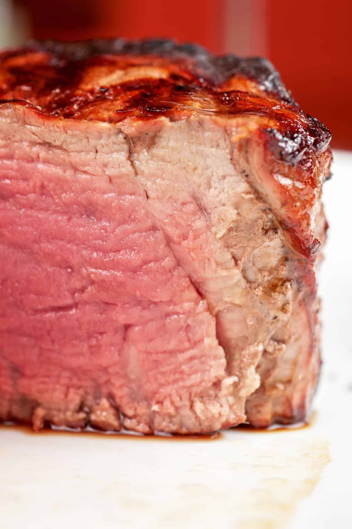 Filet Mignon cut in half.