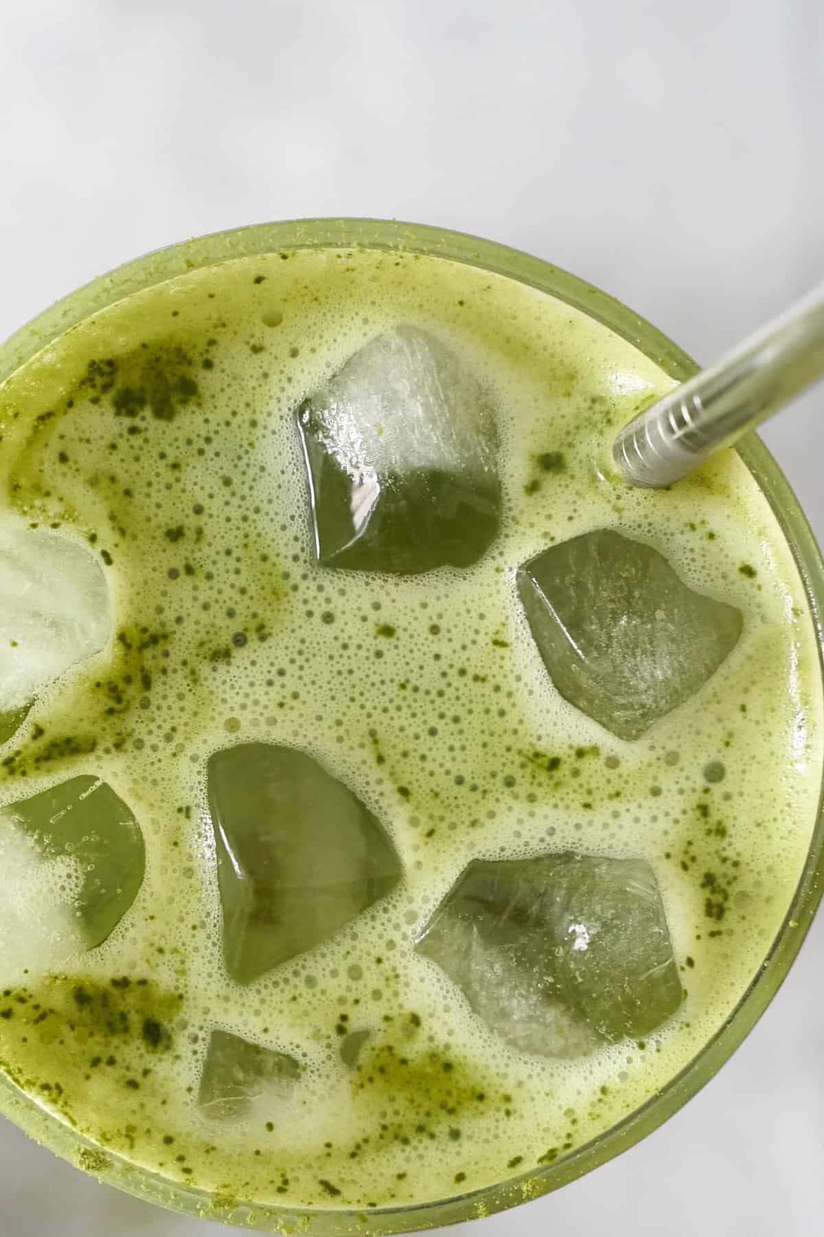 Iced Matcha Latte photographed from above