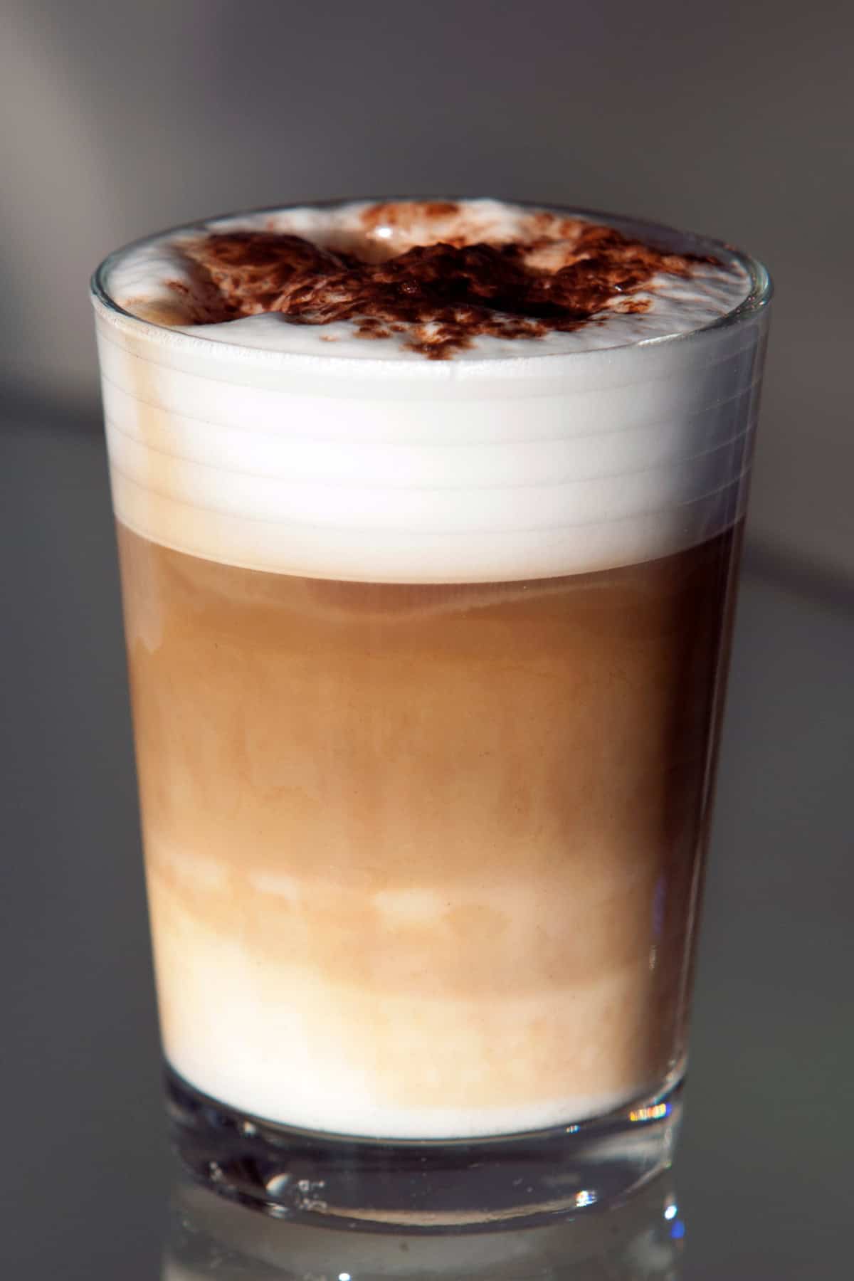 Latte in a glass.