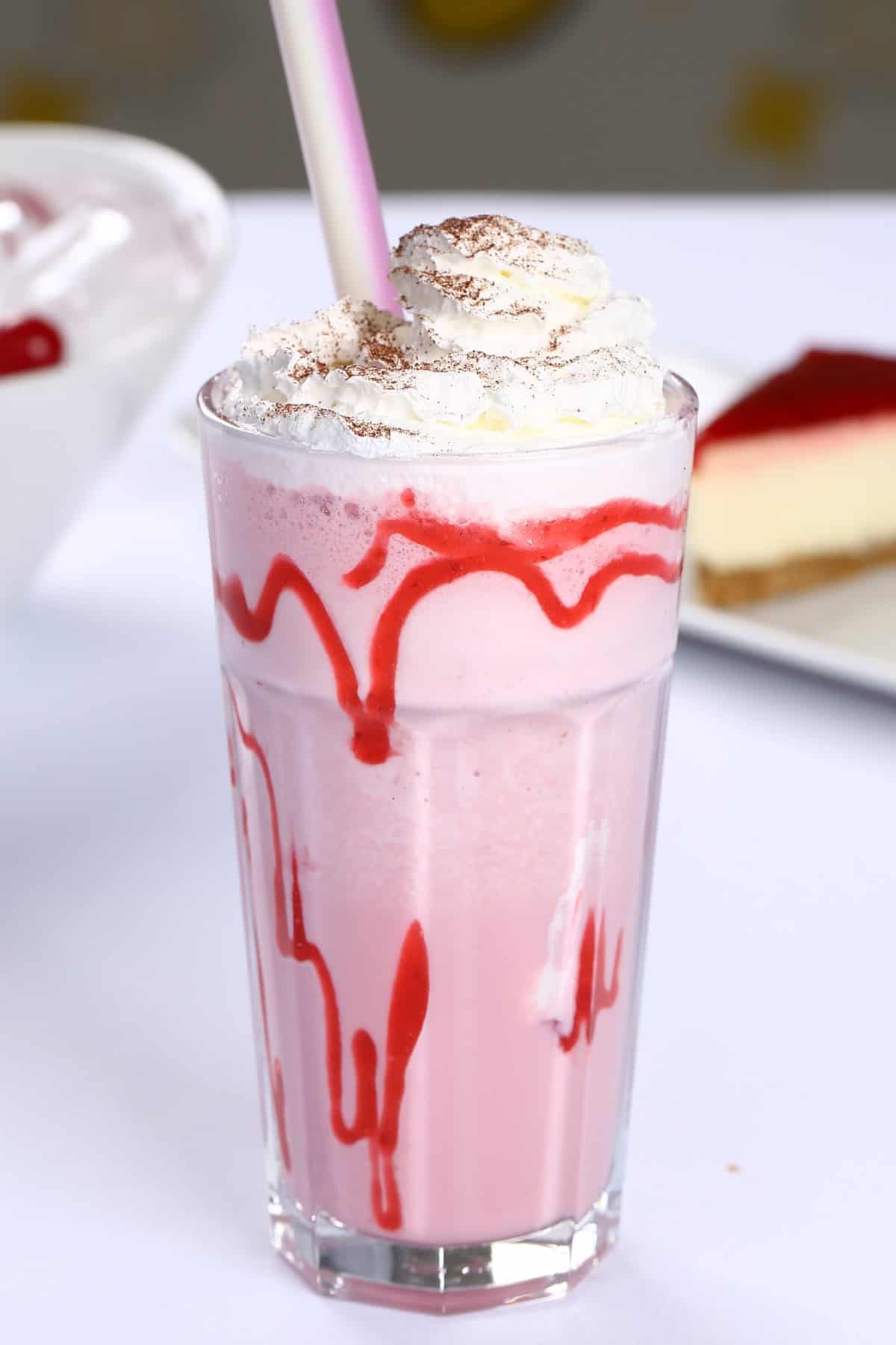 Strawberry milkshake in a glass