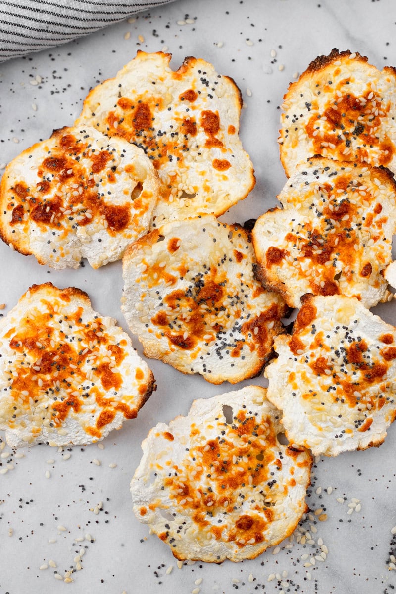 spreading out the cottage cheese chips to cool