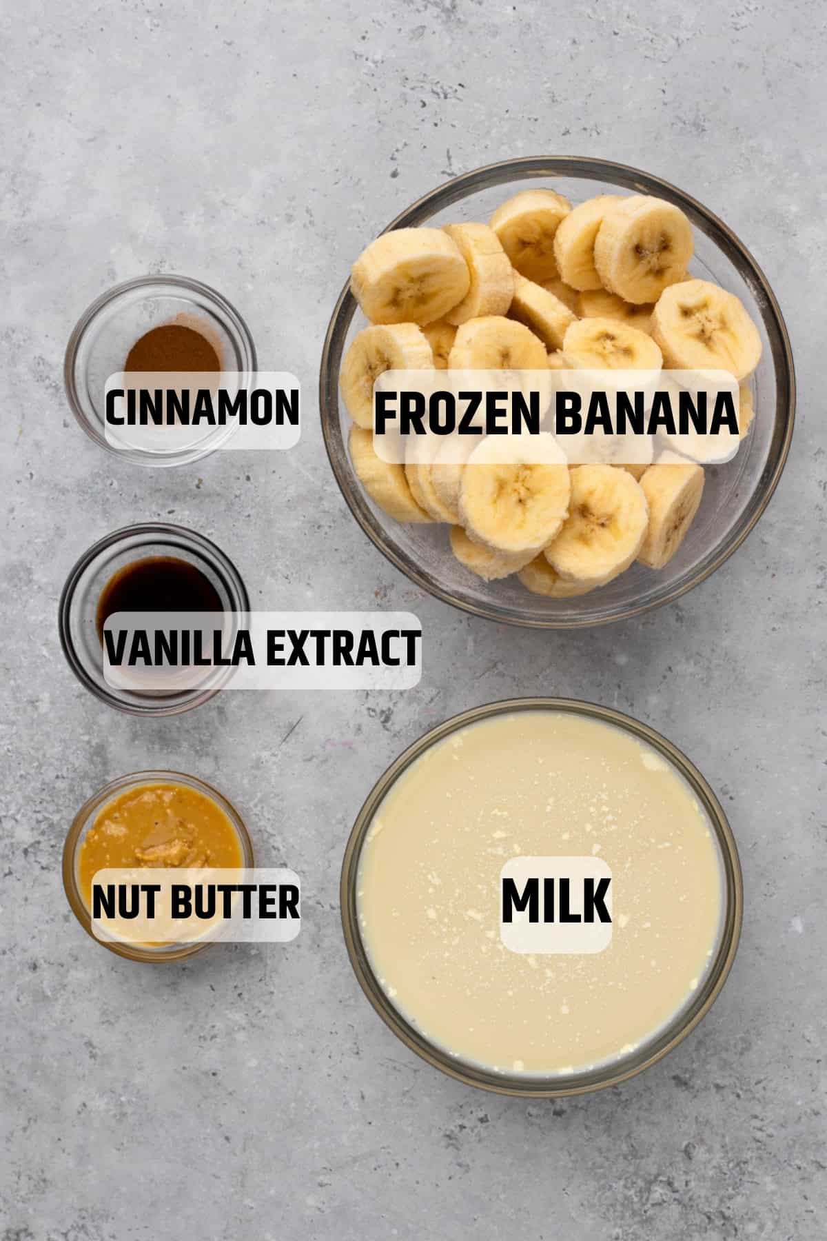 ingredients needed to make banana smoothie recipe