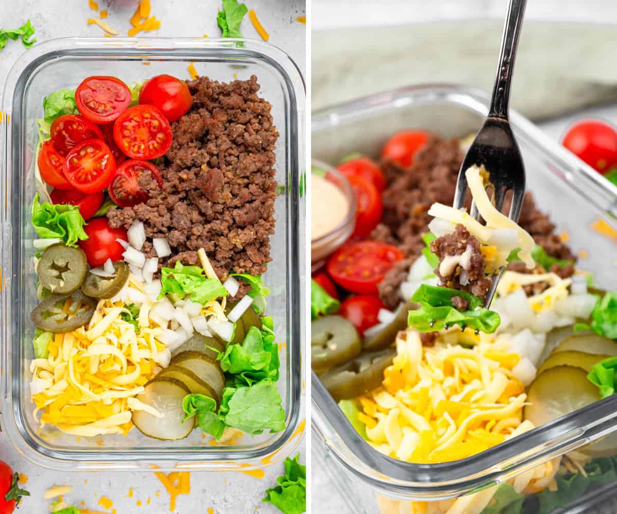 cheeseburger meal prep containers